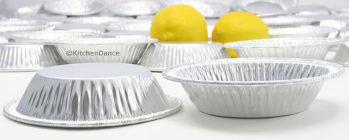 KitchenDance Disposable Aluminum Deep Tart Pan - 4 1/4 Inches Round Aluminum Foil Pans for Fruit Tarts, Individual Desserts - Baking Pan Perfect f...