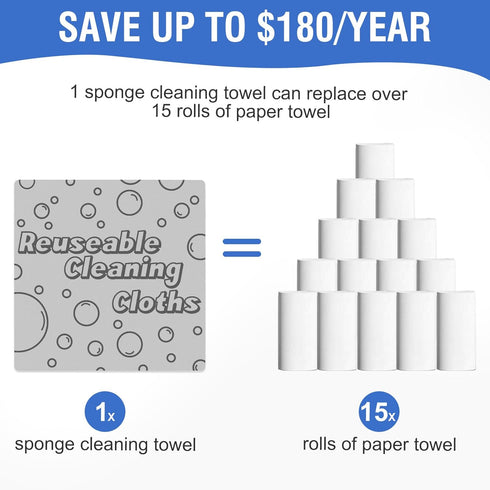 2pcs Damp Clean Duster Towel Magic Resuable Sponge Cleaning Cloths for Kitchen Car Wet Cleaning Towels Streak Free Cloth for Window,Mirror,Lint Fr...