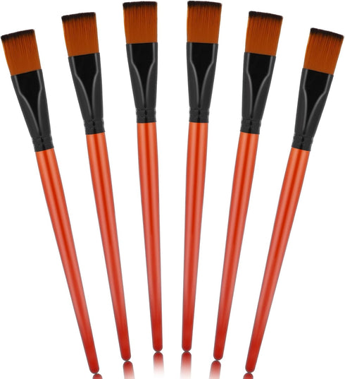 6Pcs 1 inch Flat Paint Brushes, Synthetic Nylon Craft Artist Brushes for Painting Oil Paint Brushes Synthetic Paint Brushes with Wooden Handle for...