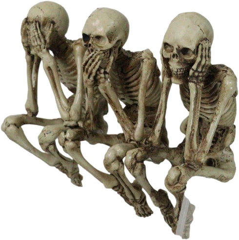Ebros Gift Whimsical Gothic See No Evil Hear No Evil Speak No Evil Skeletons Shelf Sitter Figurines 3.75" Tall Ossuary Macabre Decor Accent...