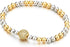 COOLSTEELANDBEYOND Beautiful Gold Silver Two-Tone Beads Bracelet for Women with Cubic Zirconia Ball...