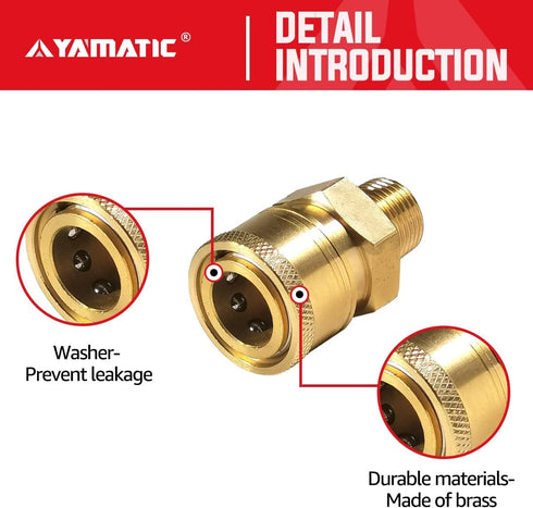 YAMATIC Pressure Washer Adapter Couplers, 3/8'' Quick Connect Socket to 3/8'' Male NPT Fitting, Quick Connector for 3/8'' Pressure Washer Hose and...
