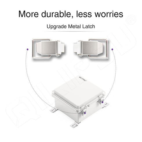 QILIPSU Hinged Cover Stainless Steel Latch 150x150x90mm Junction Box with Mounting Plate, Universal IP67 Project Box Waterproof DIY Electrical Enc...