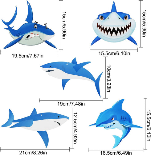 30PCS Shark Hanging Swirls Decorations - Summer Pool Decoration Under the Sea Party Decoration Ocean Theme Party Supplies Baby Shark Birthday Part...