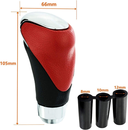 Lunsom Leather Gear Shift Knob, Type-R Gear Shifter Head Handle Lever Metal Shift Knob Fit Most Transmission Automatic Manual Vehicle (Black & Red...