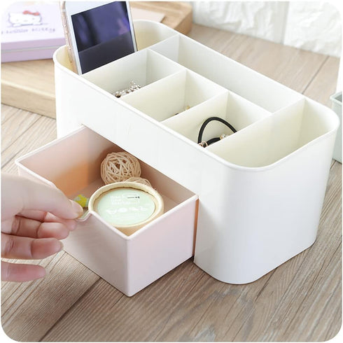 Plastic Cosmetic Display Organizer Makeup Storage Drawers Beauty Organizer Stand Skincare Storage Case Small Cosmetic Shelf for Vanity Dresser Lig...