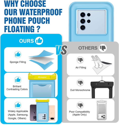 Waterproof Phone Pouch Floating - 8.5in Waterproof Phone Case for Beach Travel Must Haves, 2 Pack Underwater Cell Phone Holder with Lanyard for iP...