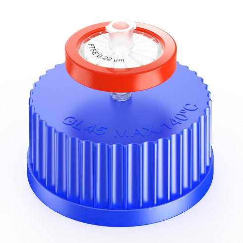 2pcs Blue Vented Screw Cap with 0.22um PTFE Syringe Filter, Liquid Culture Lid,Autoclavable, GL45 Thread...