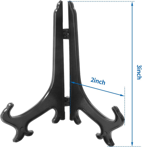 24 Pcs 3 Inch Black Plastic Easels Plate, Picture Frame Stand Holder Acrylic Display Easels, Baseball Card Display Stand...