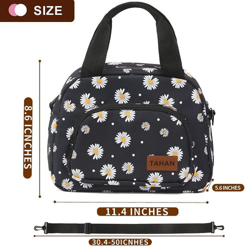 Insulated Lunch Box For Women Office Work Designer Small Lunch Cooler For Girls Fit Fresh Thermal Hot Lunch Bag For School Teen Three Pocket Soft ...