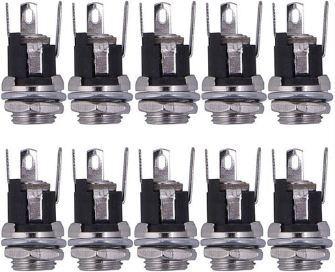 HiLetgo 10pcs DC Power Supply Jack Socket Female Panel Mount Connector 3-Pin 5.5 x 2.1mm...