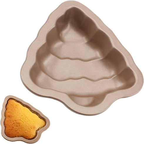 Crethinkaty Christmas Tree Shape Mini Cake Pan Pie Molud, 5.3IN Cake Tin with Non Stick Coating Baking Molds Bakeware Tray for Christmas Cake Choc...
