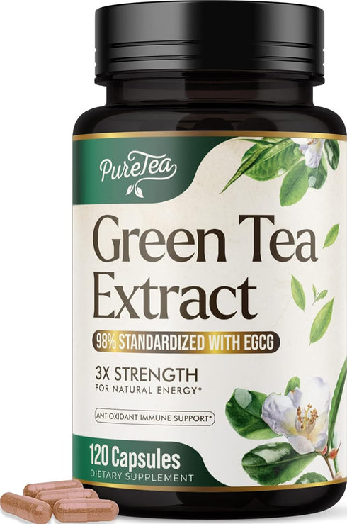 Green Tea Extract Pills 1000mg with EGCG for Heart Support with Antioxidants - 98% Standardized Polyphenols - 3X Absorption Green Tea Capsules for...