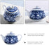 Alipis Porcelain Teapot, Blue and White Tea Pot Chinoiserie Chinese Teapot With Strainer Hole Vintage Flower Coffee Pot Pitcher For Kung Fu Tea Lo...