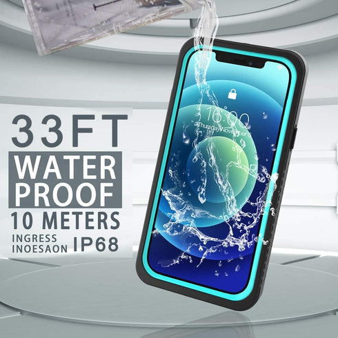 for iPhone 12 Waterproof Case,Waterproof Shockproof Dustproof IP68 Full-Body Hard Case Built-in Screen Protector Underwater Outdoor Waterproof Cov...