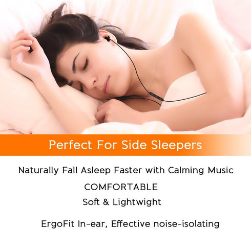 MAXROCK Sleep Earbuds, Ultra-Soft Comfortable Noise Isolating Earplugs Workout Headphones in-Ear Earphones w/Mic & Volume Control - Perfect for Si...