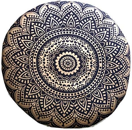 32" Gold Mandala Barmeri Large Floor Pillow Cover Cushion Meditation Seating Ottoman Throw Cover Hippie Decorative Zipped Bohemian Pouf Ottoman Po...