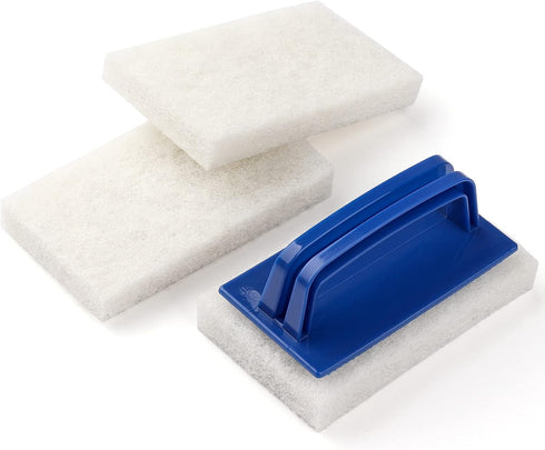 Handled Bath Scrubber, Bathroom Scouring Pad, Heavy Duty Cleaning Sponge Scrub Brush, Non-Scratch Remove Soap Scum, for Cleaning Shower Tile Batht...