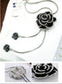 Cathercing Rhinestone Black Rose Pendant Long Necklace for Women Sweater Chain Statement Necklace Choker Adjustable Elegant Jewelry Crystal Access...