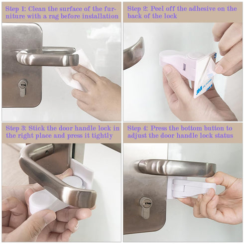Child Proof Door Lever Locks (6 Pack) Baby Proofing Door Handle Locks with Adhesives, No Drilling Child Safety Door Locks for Protecting Kids and ...