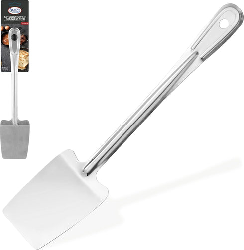 Alpine Cuisine Stainless Steel Solid Turner 13-Inches with Comfortable Handle - Heat Resistant Kitchen Spatulas - Barbecue Spatulas Turner for Coo...