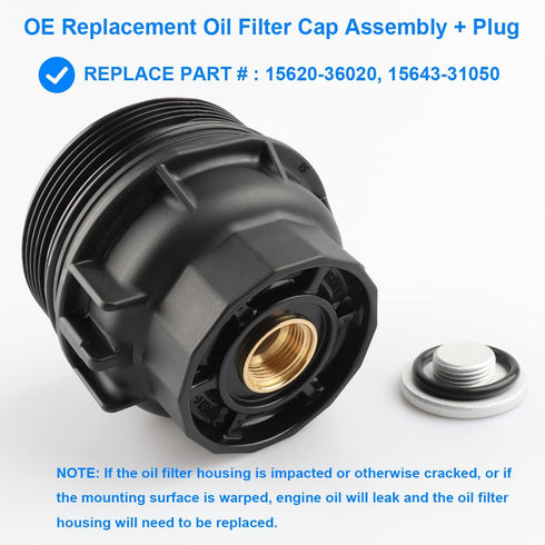 Oil Filter Housing Cap Assembly, Replaces 15620-36020, 15620-36010 Compatible with Toyota Lexus Scion - Avalon Camry Highlander RAV4 Sienna Tacoma...