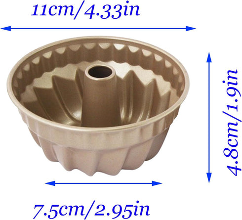 4 Inch Fluted Cake Pan, 4 Packs Carbon Steel Bundt Pan Reusable Nonstick Small Pie Cup Baking Bakeware for Toaster Oven Fryer Insta Pot,Cakes Tart...