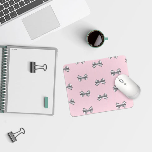 Girly Pink Mouse Pad,Bowknot Personalized Mouse Mat Design,Mouse pad for Desk Office Gaming Working,Gifts for Girls Women Female Friends,9.5x7.9 i...