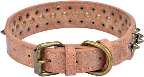 Mushrooms Spiked Rivet Studded Adjustable Pu Leather Pet Collars for Cats Puppy Dogs (14.2"-18.1" Neck, A Brown)...
