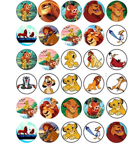 30 x Edible Cupcake Toppers – Jungle Safari Lion Theme Party Collection of Edible Cake Decorations...