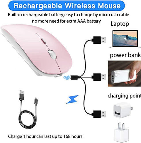 Bluetooth Mouse for iPad Pro iPad Air Rechargeable Bluetooth Wireless Mouse for MacBook pro MacBook Air Mac Laptop Chromebook Windows HP PC DELL (...