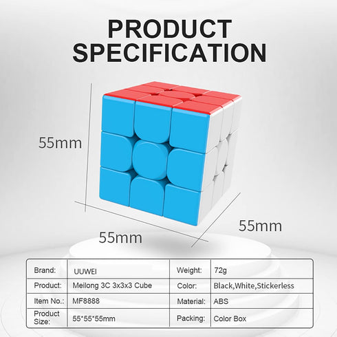 3x3x3 Speed Cube,Stickerless Magic Cube, Smooth Turning Puzzle Box with Anti-Sticky Design, The Most Educational Toy to Effectively Improve Your C...