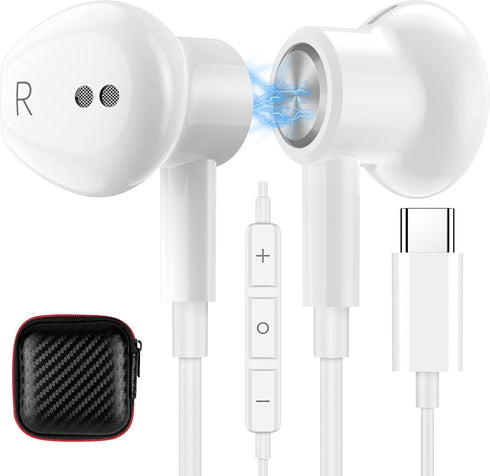 USB C Headphones for iPhone 15 Pro Max Galaxy S20 FE S23 Noise Canceling Type C Earphone Magnetic Wired in Ear Headphone with Mic Stereo Earbuds f...