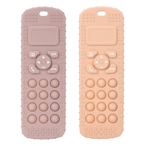 Socub Silicone Baby Teething Toy for Babies 3-12 Months, 2 Pcs Mobile Phone Shape Teether Toys for Infants Boys Girls, BPA Free Pain Relief Chew T...