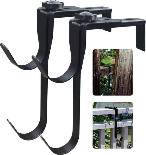 2PCS Adjustable Pool Pole Hangers, Metal Fence Hooks Pool Tool Holder for Telescopic Poles Skimmers Vacuum Hose Nets Brushes Swimming Pool Accesso...