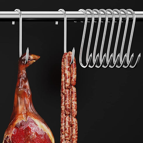 Meat Hooks,20Pcs Premium Stainless Steel Butcher's Hook,Meat Hook Tool for Hot and Cold Smoking?Butchering,Hunting,Chicken Hunting Smoking, Grill ...