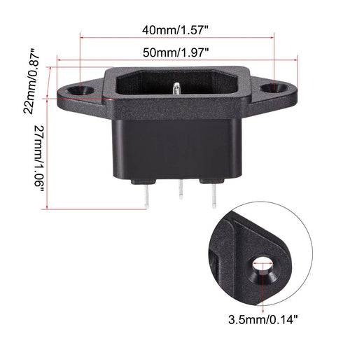 uxcell Panel Mount Plug Adapter 10A C14 3P IEC Inlet Module Power Connector Socket Straight...