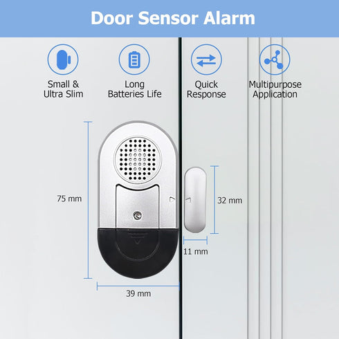 SANJIE Door Alarm for Home Wireless Door Alarms for Kids Safety with 120dB, Window Door Open Alarm Sensor for Dementia Patients Safety, Pool Silve...