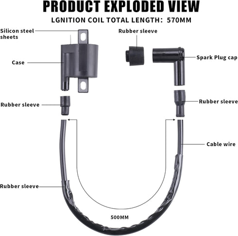 Ignition Coil Compatible with Yamaha PW 50 PW50 1981-2009 PW 80 PW80 1981-2009...