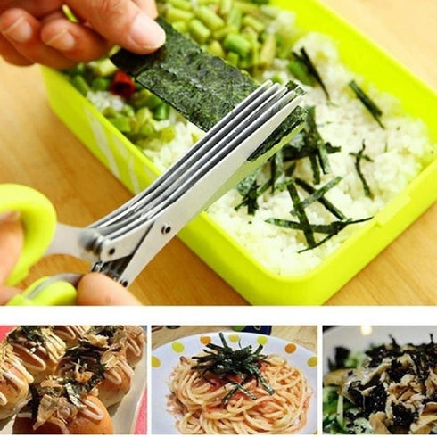 Multi-Layers Kitchen Herb Scissors, 5 Blade Kitchen Shears Scallion Cutter Laver Spices Herb Spice Kitchen Slicer Shredded Scallion Chive Cutter f...