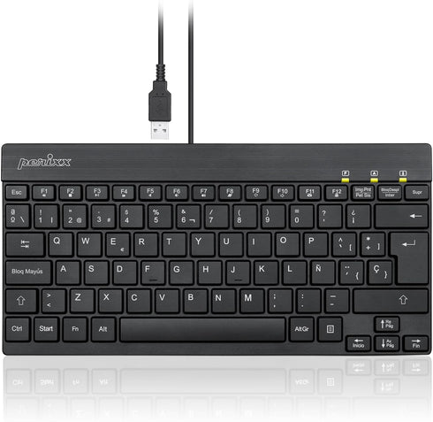 Perixx PERIBOARD-426ES Mini Teclado con Cable USB - Negro - QWERTY Español,Black...