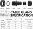 MAKERELE NPT Cable Glands Kit Waterproof Adjustable Nylon 1/4” 3/8” 1/2” 3/4” Plastic Strain Relief Cord Connectors 38pcs Black With Gaskets...
