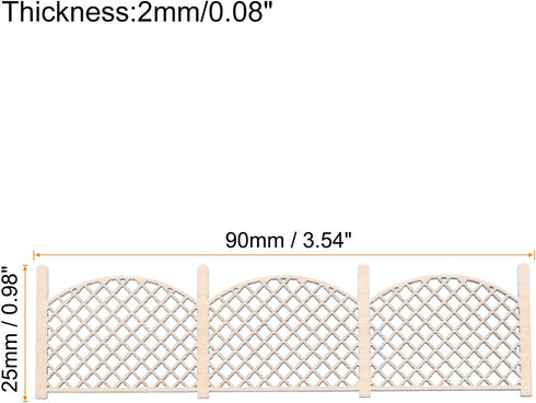MECCANIXITY 2pcs 3.54 Inch Miniature Garden Fence, Mini Ornament Wood Picket Fence Decorative for Dollhouse Home DIY, 0.08" Wood Simple Style...