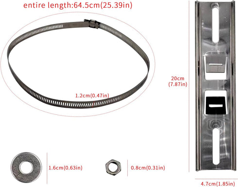 2 Set Pole Mounting Kits 304 Stainless Steel Brackets with Adjustable 50-200mm Clamp for Outdoor Waterproof Junction Box Plastic Electrical Enclos...