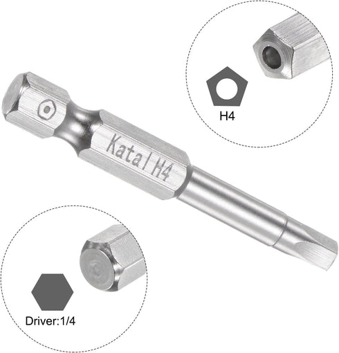 H4 Pentagon Screwdriver Bit 1/4" Hex Shank 2" Length Magnetic Security Screw Driver Power Tool...