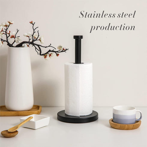 Weighted Paper Towel Holder Countertop Stainless Steel Napkin Holder for Large Roll Free Standing Paper Towel Roll Holder with Heavy Base Standing...