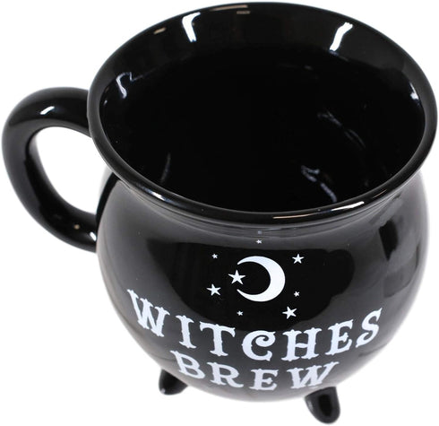 Ebros Wicca Sacred Crescent Moon Witches Brew Black Cauldron Mug Cup 14oz Coffee Tea Drink Cup Mugs...