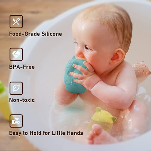 Baby Bath Toys, iselyn 4Packs Mold Free Bath Toys Silicone Bath Toys for Toddlers 1-3 Bath Toys Non-Toxic Dishwasher Safe Bathtub Toys for Infants...