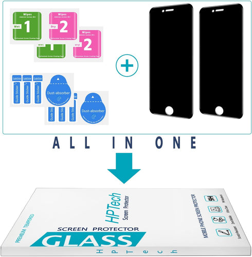 HPTech (2 Pack) Privacy Screen Protector Designed for iPhone SE 2020, iPhone 8, iPhone 7, iPhone 6S, iPhone 6 4.7-Inch Anti-Spy Tempered Glass, An...
