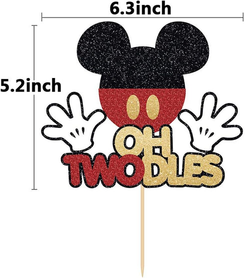 Oh Twodles Mouse Cake Topper 2nd Birthday Party Supplies Cake Decorations Second Birthday Party Theme...